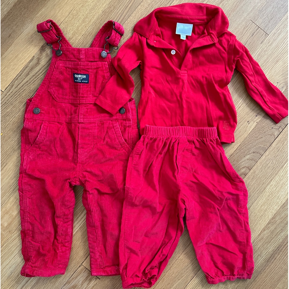 Little English and Oshkosh red bundle